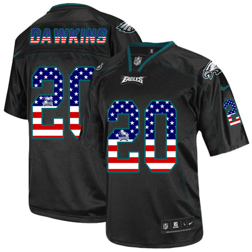 Nike Eagles #20 Brian Dawkins Black Men's Stitched NFL Elite USA Flag Fashion Jersey
